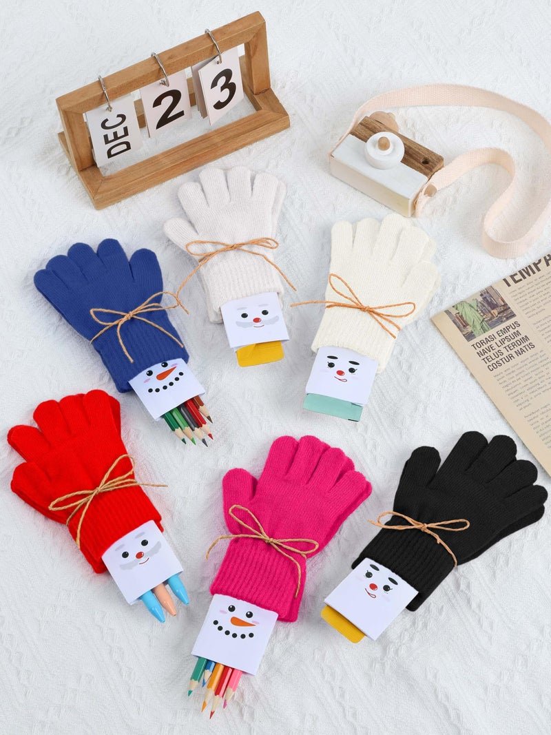 Cooraby 12 Pairs Kid's Winter Magic Gloves Children Stretchy Warm Magic Gloves Boys or Girls Knit Gloves for 6-12 Years - Image 4